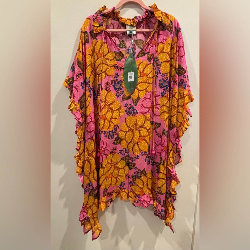 Farm Rio Flowers Garden Coverup/Caftan, Size S, Nwt.